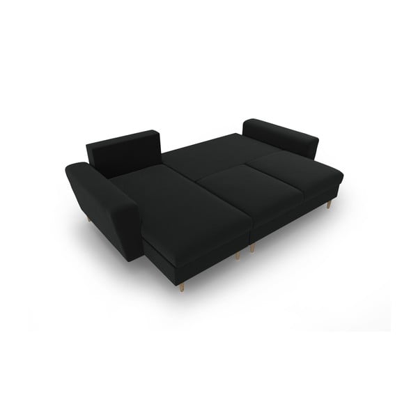 Divano angolare nero allungabile e con contenitore con rivestimento in velluto Kyoto – Cosmopolitan Design-image-2