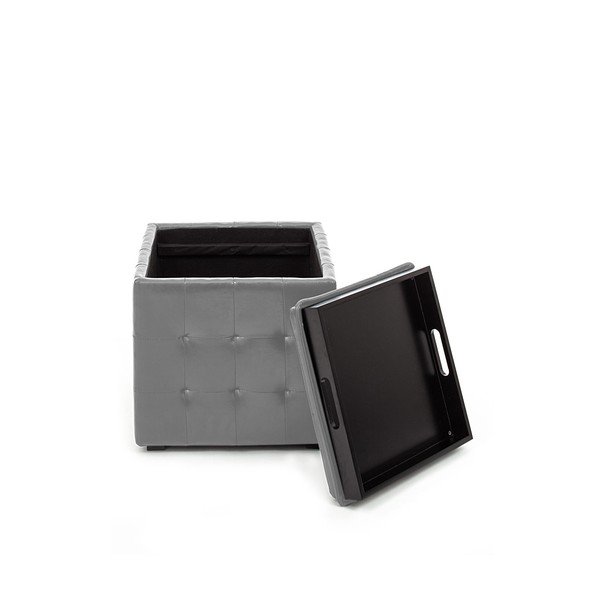 Pouf grigio con vano portaoggetti Custodia - Tomasucci-image-1
