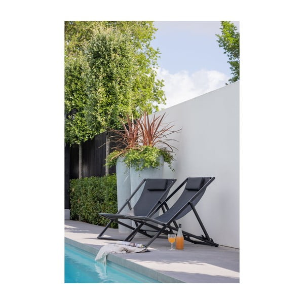 Sedia a sdraio da giardino pieghevole in metallo nero Esper - Exotan-image-2