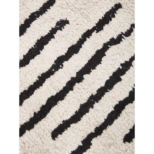 Tappeto in cotone beige e nero tessuto a mano , ø 150 cm Fini - Westwing Collection-image-1