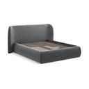 Letto matrimoniale imbottito grigio scuro con contenitore con griglia 160x200 cm Hauke - Makamii