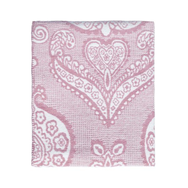 Coperta rosa in misto cotone Simboli, 180 x 220 cm - Kate Louise-image-1