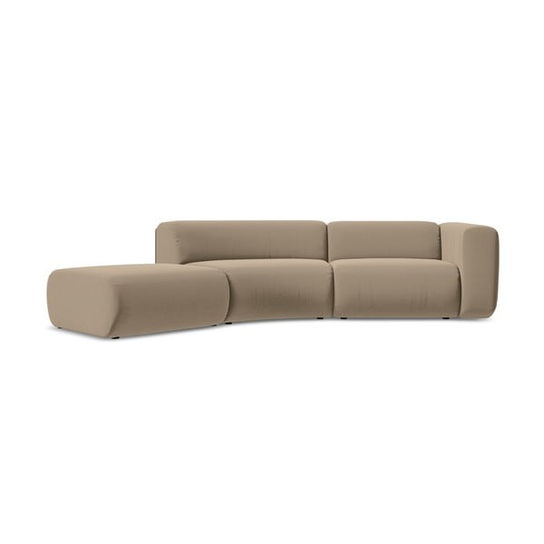 Poltrona lounge in velluto beige (angolo sinistro) Ekahi - Makamii