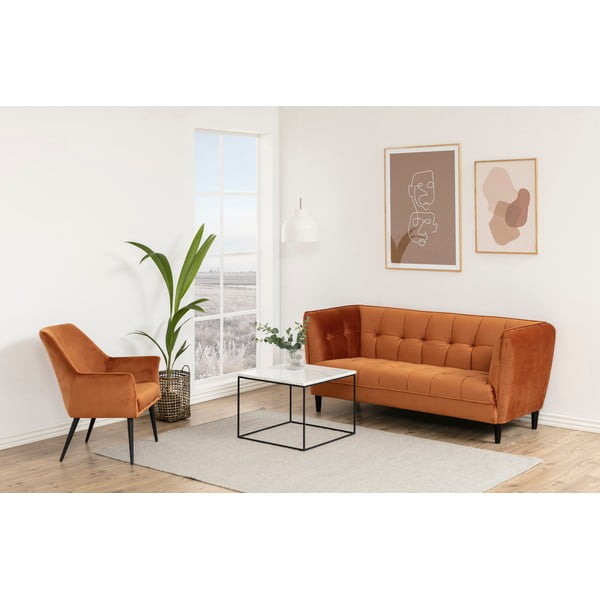 Divano in velluto arancione , 182 cm Jonna - Actona-image-4