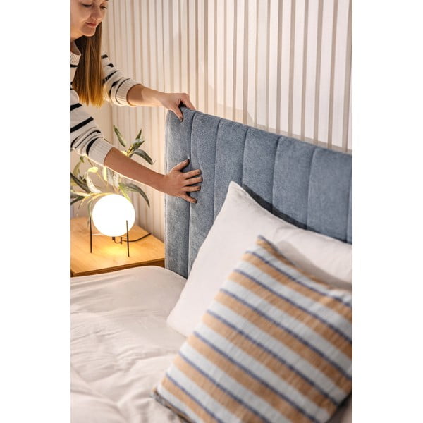 Letto matrimoniale imbottito blu con contenitore con rete inclusa 160x200 cm Myra Slim Line – Bonami Selection-image-3