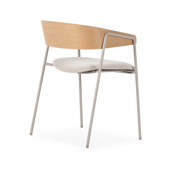 Set di sedie da pranzo grigio chiaro/di colore naturale in imbottito con braccioli 2 pz Cora – MOME-image-3