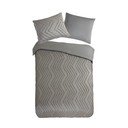 Set lenzuola letto una piazza e mezza in microfibra grigio-marrone 140x220 cm Pure Zigzag - Good Morning