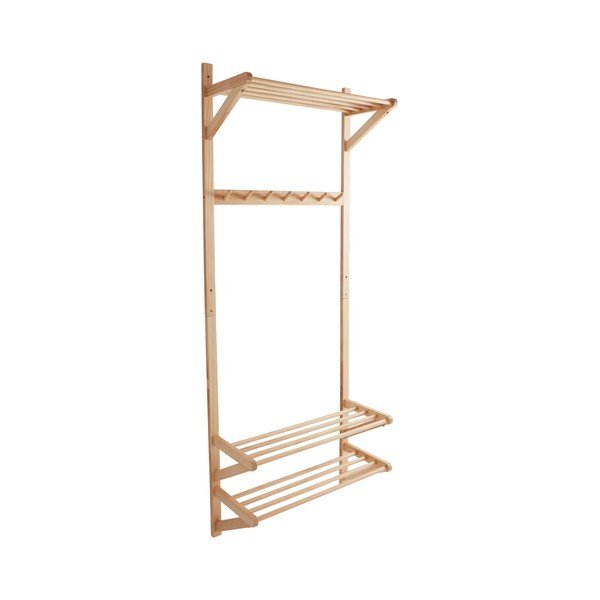 Set di mobili da ingresso colore naturale chiaro in pino massiccio 75x190x32 cm Cole – Jotex