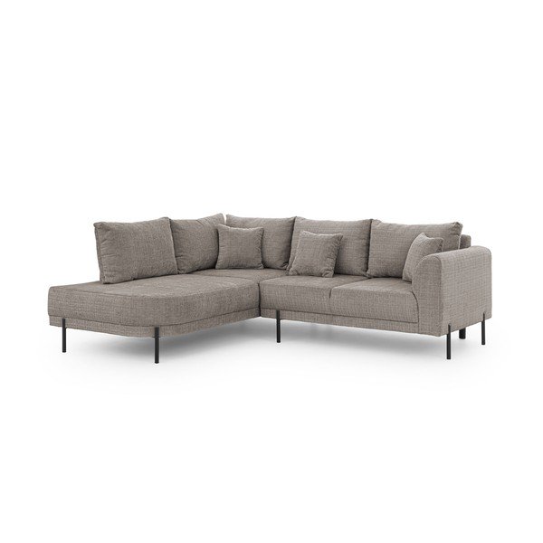 Divano angolare grigio tortora (con penisola a sinistra/a L) con rivestimento in ciniglia Mauris  – Ropez-image-2