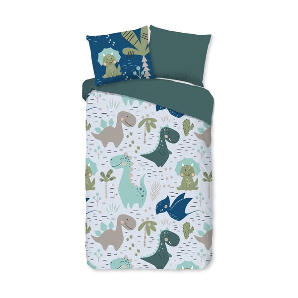 Set copripiumino e federa da bambini verde/blu in microfibra per letto singolo 140x200 cm – Good Morning