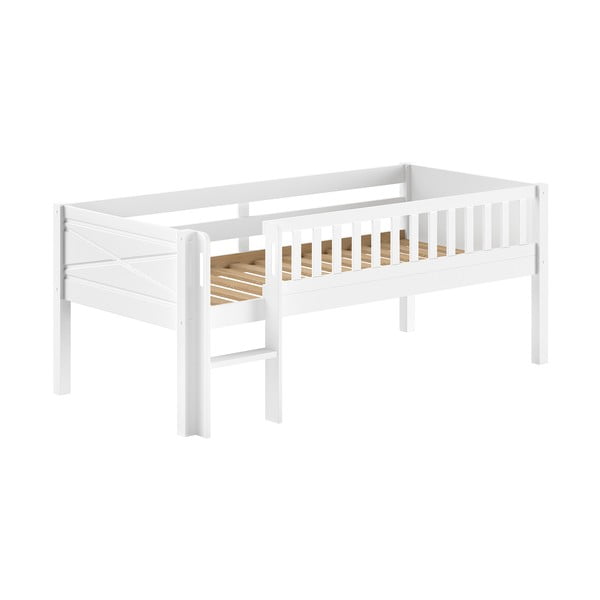Letto da bambini rialzato bianco in pino massiccio con rete inclusa 90x200 cm Scott – Vipack