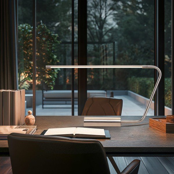 Lampada da tavolo LED argentata (altezza totale 33 cm) Olea – Trio Select-image-1