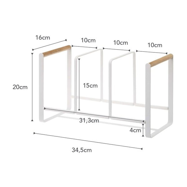Portapiatti bianco con dettaglio in faggio Tosca - YAMAZAKI-image-3
