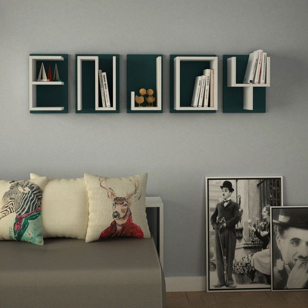 Set di 5 mensole da parete Enjoy Mustard - Homitis-image-1