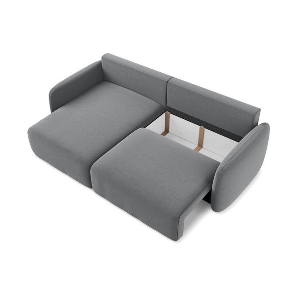 Divano angolare grigio allungabile/con contenitore (con penisola a sinistra/con chaise lounge) con rivestimento in velluto Kalena – Makamii-image-4