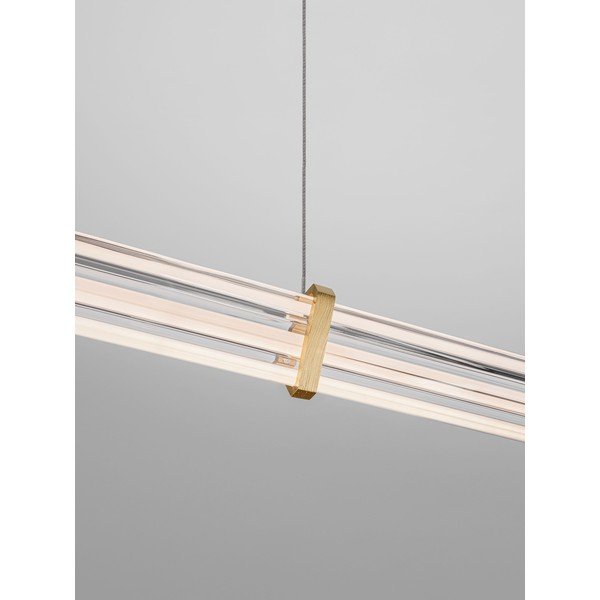 Lampadario LED oro opaco in metallo con paralume in vetro acrilico con intensità regolabile Pheme – Nova Luce-image-2