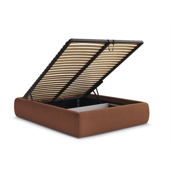 Letto matrimoniale imbottito arancione con contenitore/senza testiera con rete inclusa 160x200 cm Inera – Bobochic Paris-image-3