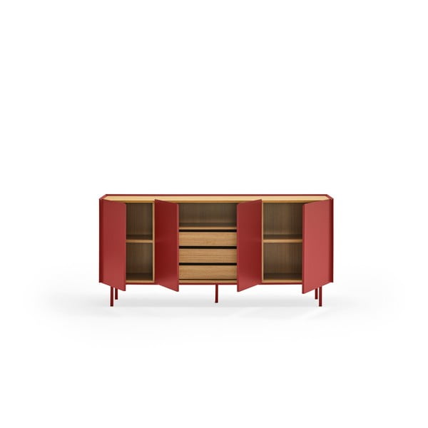 Cassettiera bassa rossa effetto rovere 165x78 cm Arista - Teulat-image-3