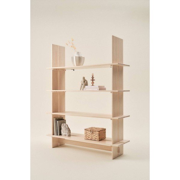 Scaffale di colore naturale in pino massiccio 140x180x40 cm Tottori – Jotex-image-1