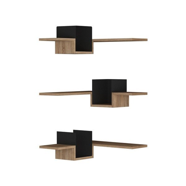 Set di 3 mensole da parete nere Ales Corner Black - Decortie