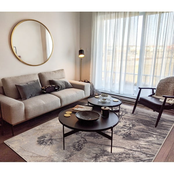 Tappeto in lana grigio crema 160x240 cm Lissey - Agnella-image-1