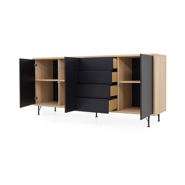 Cassettiera nera Flow, lunghezza 217 cm - Tenzo-image-3