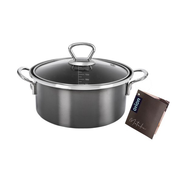 Casseruola in smalto con coperchio incluso 2,5 l Metalic – Orion-image-4