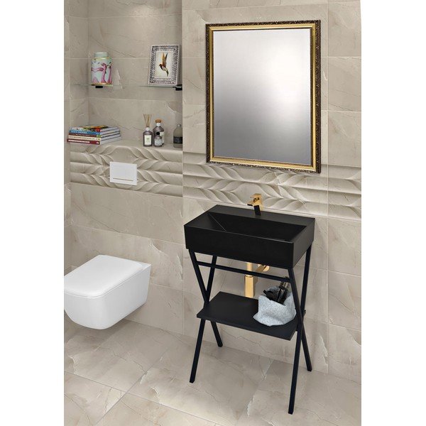 Scaffale da sotto lavabo nero 56,5x72 cm Ferro – Sapho-image-1