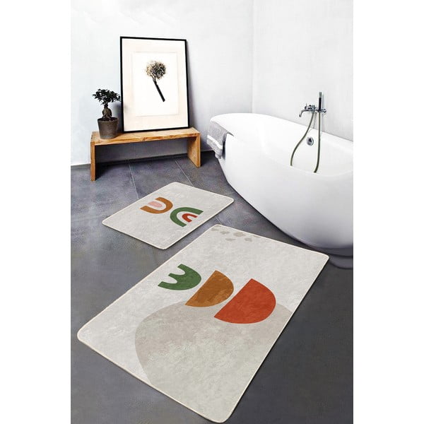 Tappeti da bagno beige in set da 2 100x60 cm - Minimalist Home World-image-3