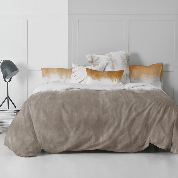 Copripiumino in cotone bianco e marrone per letto singolo 140x200 cm Tie dye - Blanc-image-3