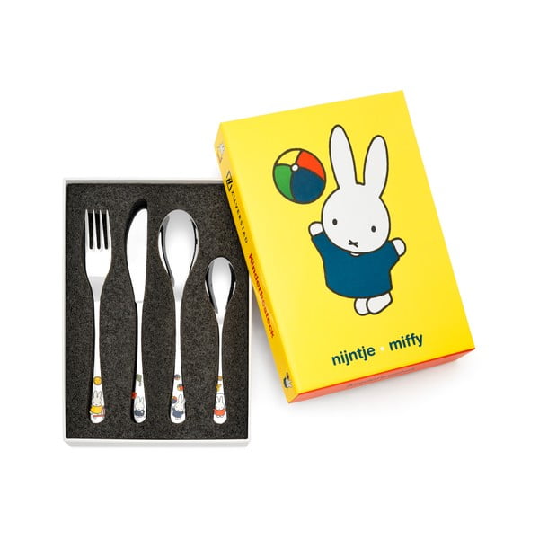 Posate per bambini in acciaio inox argento 4 pezzi Miffy - Zilverstad