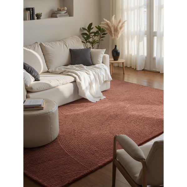 Tappeto color terracotta in lana tessuto a mano 80x150 cm Calmio – Hanse Home-image-1