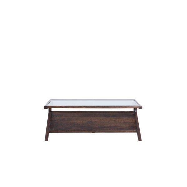 Tavolino da salotto colore naturale scuro con piano in vetro 70x112 cm Yuki – Light & Living-image-2