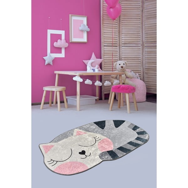 Tappeto antiscivolo grigio per bambini , 100 x 160 cm Big Cat - Conceptum Hypnose-image-1