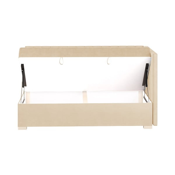 Letto da bambini con sponde beige con contenitore con materasso incluso 90x200 cm Snugi – Ghado-image-4