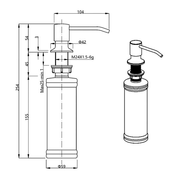 Dispenser di sapone in plastica argento lucido 350 ml - Sapho-image-2