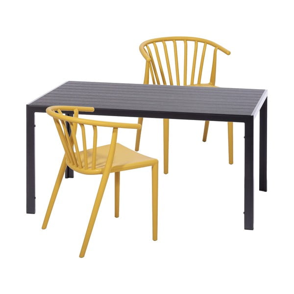 Set di 2 sedie da pranzo Capri gialle e tavolo Viking nero - Bonami Essentials