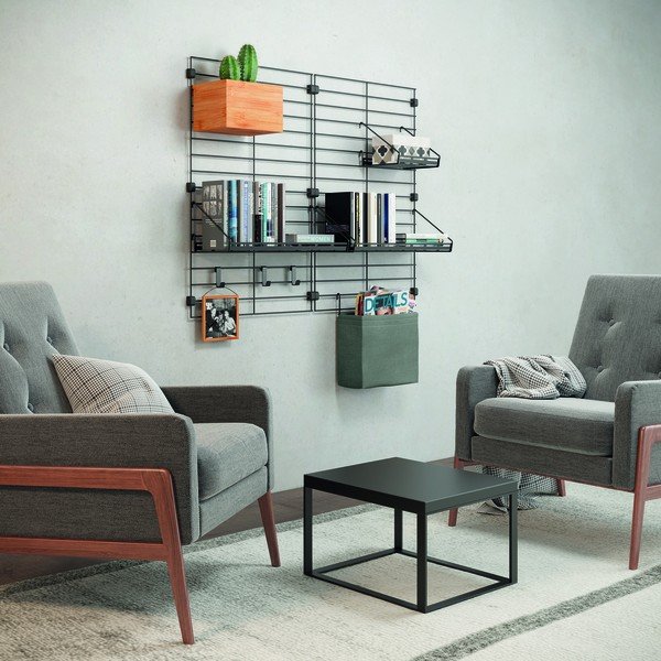 Componente in tessuto grigio - scatola portaoggetti 24x9 cm Mural - Metaltex-image-3