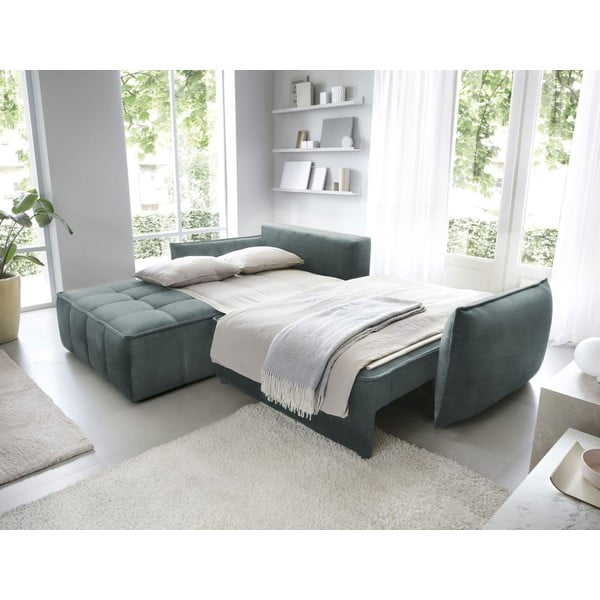 Divano angolare verde allungabile/con contenitore (con penisola a sinistra/con chaise lounge) e rivestimento in velluto Campo – ELTAP-image-4