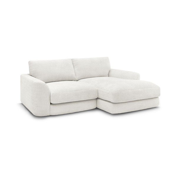 Divano angolare bianco (con penisola a destra/con chaise lounge) con rivestimento in ciniglia Leonore – Bobochic Paris