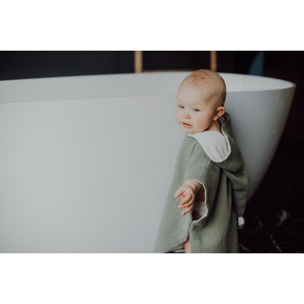 Poncho per bambini color kaki in mussola 3-8 anni Muslin – Malomi Kids-image-3