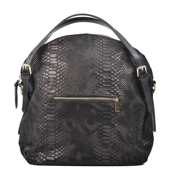 Černá kožená kabelka Carla Ferreri Hobo-image-4