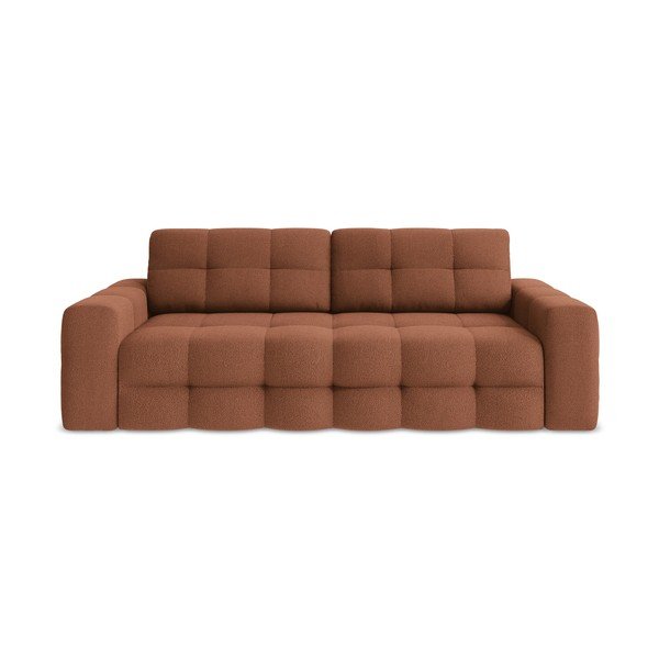 Divano color terracotta allungabile con rivestimento in bouclé 255 cm Milu – Makamii