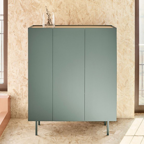 Cassettiera alta verde effetto rovere95x120 cm Arista - Teulat-image-1
