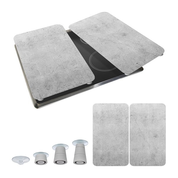 Set di 2 copri stufe in vetro grigio Universal - Wenko-image-2