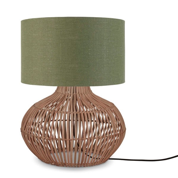 Lampada da tavolo con paralume in tessuto di colore verde-naturale (altezza 48 cm) Kalahari - Good&Mojo