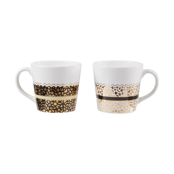 Tazze in gres di colore bianco-oro in set da 2 300 ml London - Premier Housewares