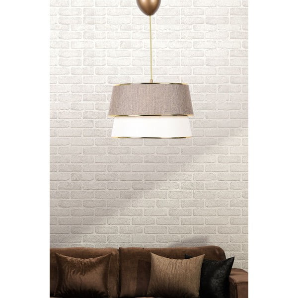 Lampadario beige/color crema con paralume in tessuto ø 30 cm – Opviq lights-image-1