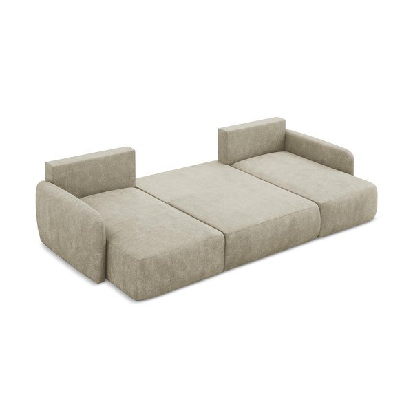 Divano angolare beige allungabile/con contenitore (a U) con rivestimento in ciniglia Lilo – Makamii-image-4