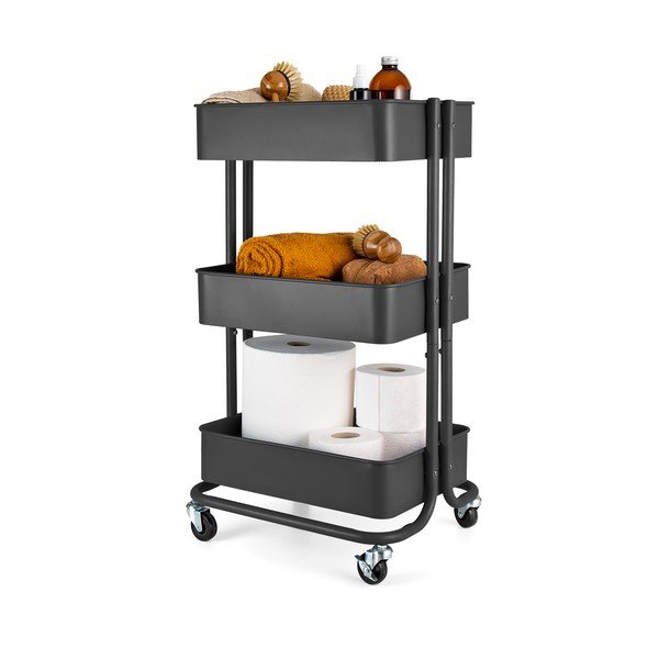 Scaffale mobile in metallo nero 43x35 cm Grena - Compactor-image-3